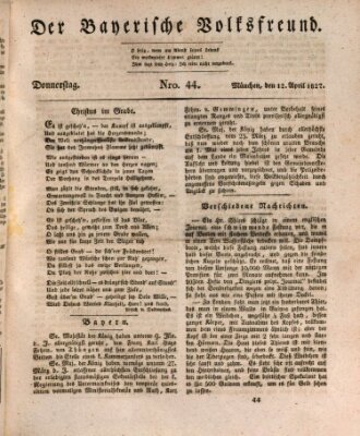 Der bayerische Volksfreund Donnerstag 12. April 1827