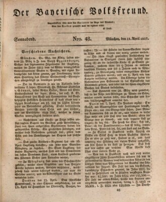 Der bayerische Volksfreund Samstag 21. April 1827