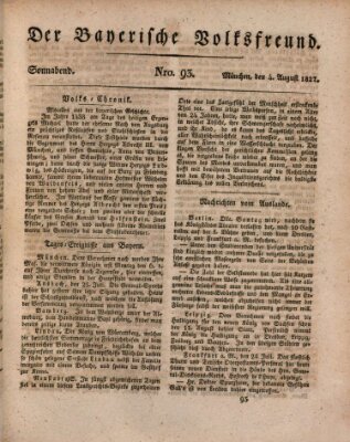 Der bayerische Volksfreund Samstag 4. August 1827