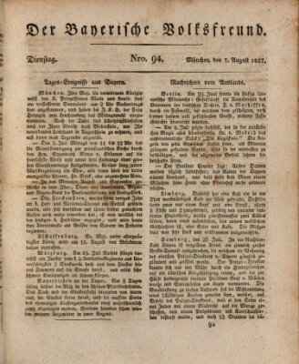 Der bayerische Volksfreund Dienstag 7. August 1827