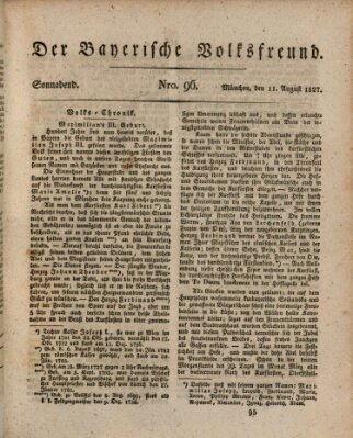 Der bayerische Volksfreund Samstag 11. August 1827