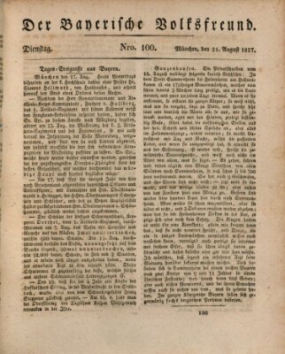 Der bayerische Volksfreund Dienstag 21. August 1827