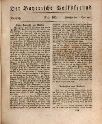 Der bayerische Volksfreund Dienstag 11. September 1827