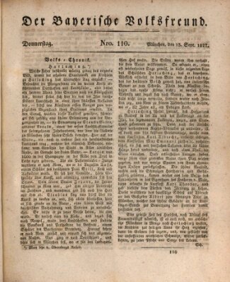 Der bayerische Volksfreund Donnerstag 13. September 1827