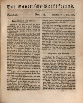 Der bayerische Volksfreund Samstag 15. September 1827