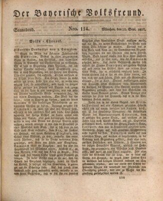 Der bayerische Volksfreund Samstag 22. September 1827