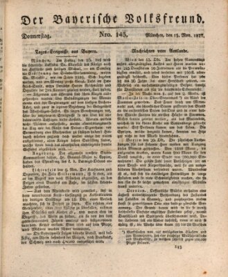 Der bayerische Volksfreund Donnerstag 15. November 1827