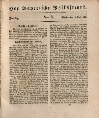 Der bayerische Volksfreund Dienstag 22. April 1828