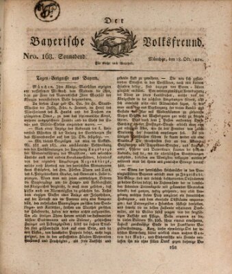 Der bayerische Volksfreund Samstag 18. Oktober 1828