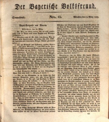 Der bayerische Volksfreund Samstag 14. März 1829