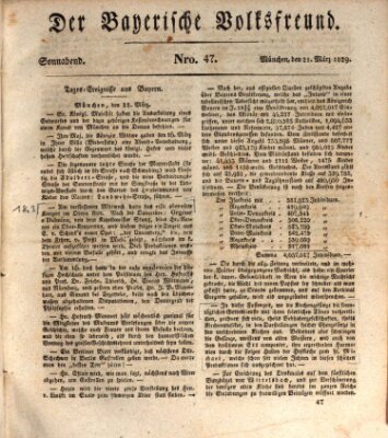 Der bayerische Volksfreund Samstag 21. März 1829