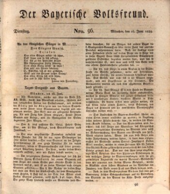 Der bayerische Volksfreund Dienstag 16. Juni 1829