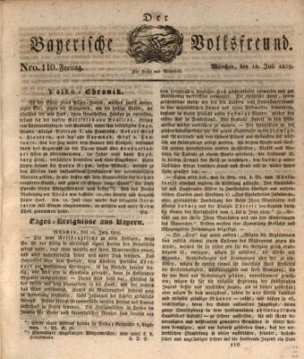 Der bayerische Volksfreund Freitag 10. Juli 1829