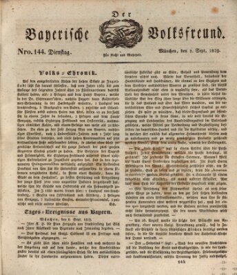 Der bayerische Volksfreund Dienstag 8. September 1829