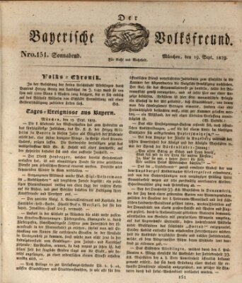 Der bayerische Volksfreund Samstag 19. September 1829