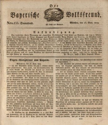 Der bayerische Volksfreund Samstag 26. September 1829