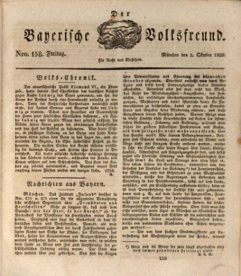 Der bayerische Volksfreund Freitag 2. Oktober 1829