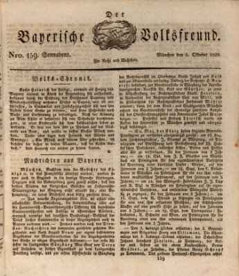 Der bayerische Volksfreund Samstag 3. Oktober 1829