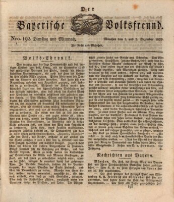 Der bayerische Volksfreund Dienstag 1. Dezember 1829