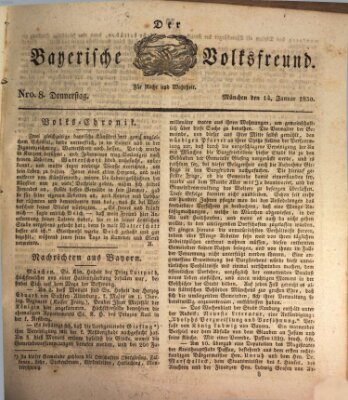 Der bayerische Volksfreund Donnerstag 14. Januar 1830