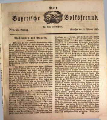 Der bayerische Volksfreund Freitag 12. Februar 1830