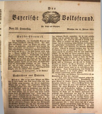 Der bayerische Volksfreund Donnerstag 18. Februar 1830