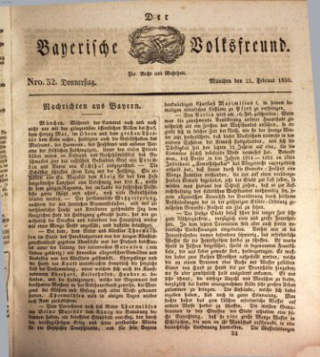 Der bayerische Volksfreund Donnerstag 25. Februar 1830