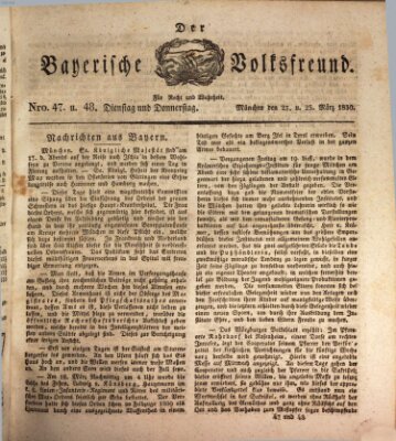 Der bayerische Volksfreund Donnerstag 25. März 1830