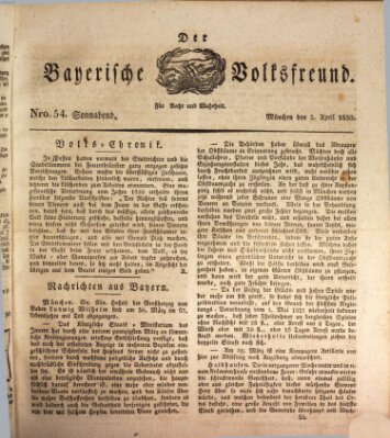 Der bayerische Volksfreund Samstag 3. April 1830