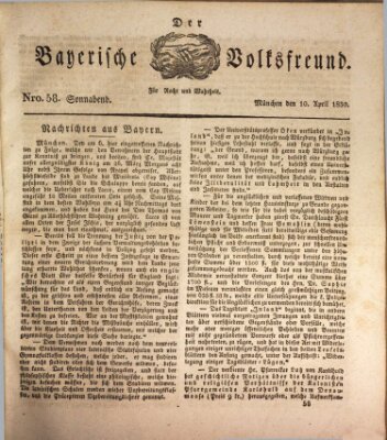 Der bayerische Volksfreund Samstag 10. April 1830