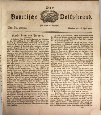 Der bayerische Volksfreund Freitag 16. April 1830