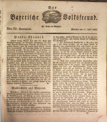 Der bayerische Volksfreund Samstag 17. April 1830