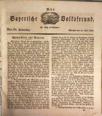 Der bayerische Volksfreund Donnerstag 22. April 1830