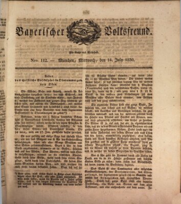 Der bayerische Volksfreund Mittwoch 14. Juli 1830