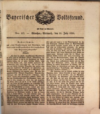 Der bayerische Volksfreund Mittwoch 21. Juli 1830