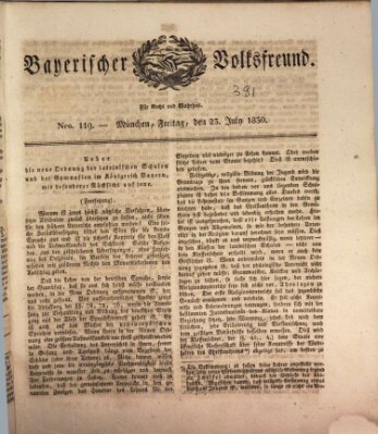 Der bayerische Volksfreund Freitag 23. Juli 1830