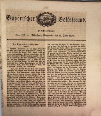 Der bayerische Volksfreund Mittwoch 28. Juli 1830