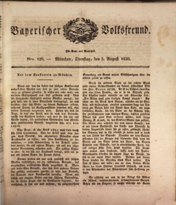 Der bayerische Volksfreund Dienstag 3. August 1830