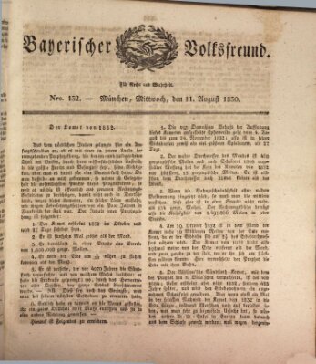 Der bayerische Volksfreund Mittwoch 11. August 1830