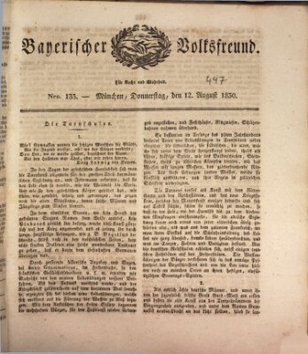 Der bayerische Volksfreund Donnerstag 12. August 1830