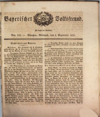 Der bayerische Volksfreund Mittwoch 8. September 1830