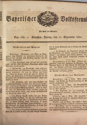 Der bayerische Volksfreund Freitag 17. September 1830
