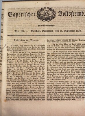 Der bayerische Volksfreund Samstag 25. September 1830