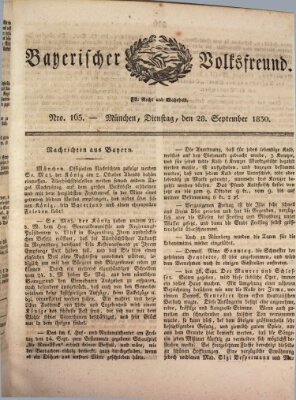 Der bayerische Volksfreund Dienstag 28. September 1830