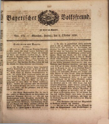 Der bayerische Volksfreund Freitag 8. Oktober 1830