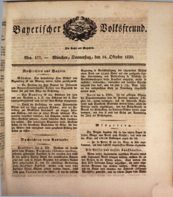 Der bayerische Volksfreund Donnerstag 14. Oktober 1830