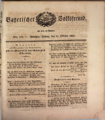 Der bayerische Volksfreund Freitag 15. Oktober 1830