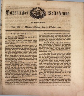 Der bayerische Volksfreund Freitag 22. Oktober 1830