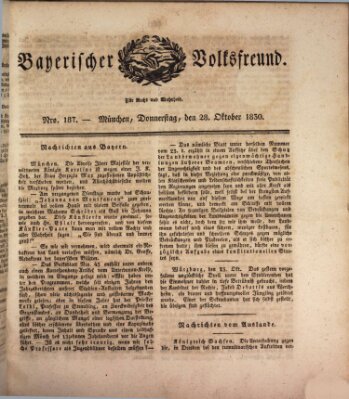 Der bayerische Volksfreund Donnerstag 28. Oktober 1830