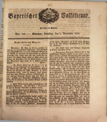 Der bayerische Volksfreund Dienstag 2. November 1830